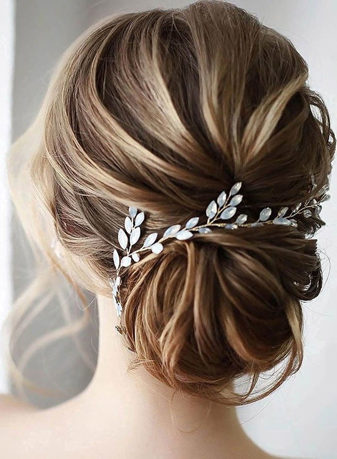 EARENT Bride Wedding Crystal Hair Vine Rhinestone Leaf Bridal Headpiece Bridesmaids prom Hari Accessories for Women（Gold） - Image 2