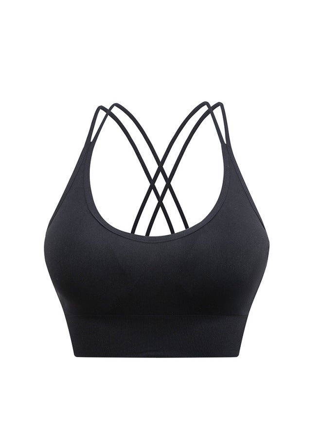Large-size Cross-back Sports Bra Without Steel Ring Gathered Shockproof Fitness Breathable Vest Sports Bra