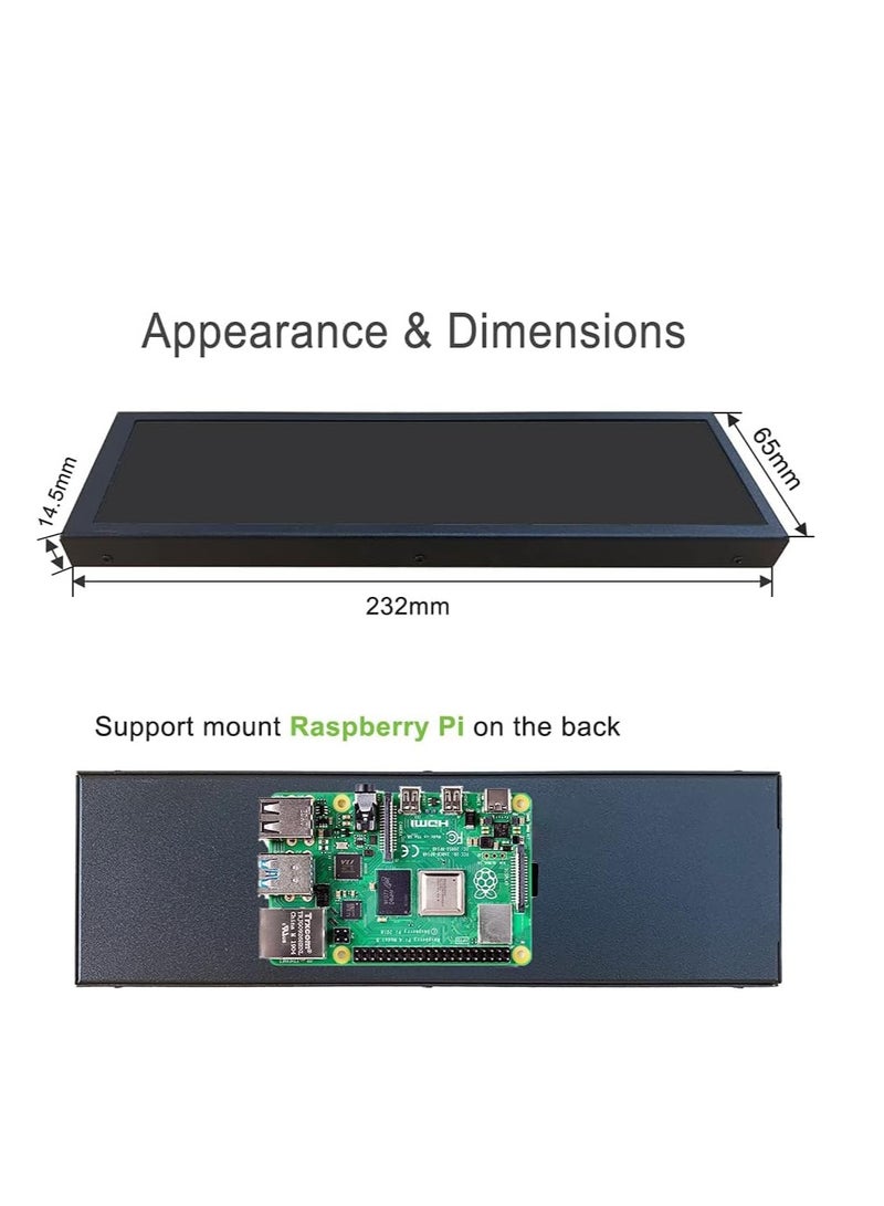 Excefore Portable Touch Screen Monitor Small, 8.8" HDMI Computer Temp Monitor, PC Temperature Display With Case, 10-Point IPS 60Hz PC Sensor Panel Display for Raspberry Pi Windows, Laptop AIDA64 CPU  - Image 3