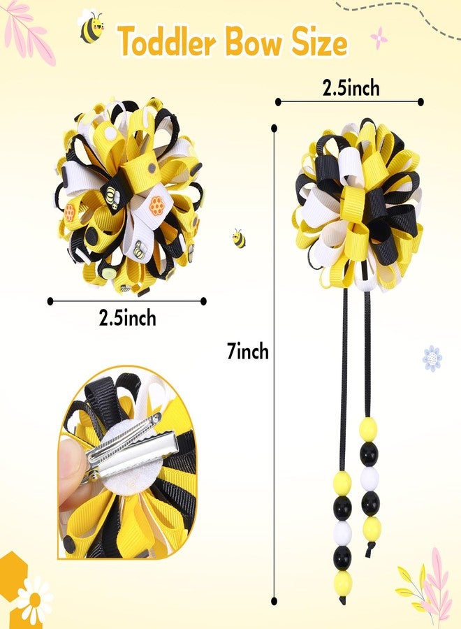 CN 4 Pcs Hair Bows for Girls Bows Bee Bows Hair Clips, Yellow Alligator Toddler Hair Bows for Infant Teens Girls Women Birthday Party Hair Accessories (Bee Yellow) - Image 4