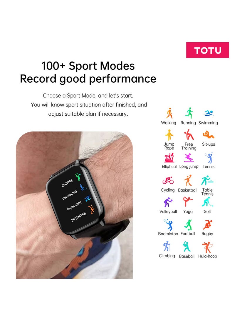 Totu Smart Watch 1.43-inch full touch screen with 280 mAh battery capacity BT Call Magnetic Charging Fitness Tracker IP68 Waterproof, Black - Image 4