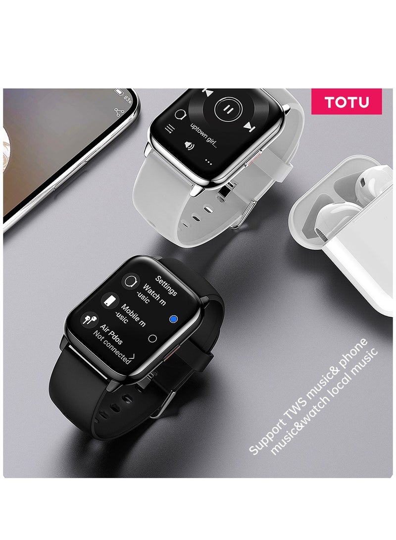Totu Smart Watch 1.43-inch full touch screen with 280 mAh battery capacity BT Call Magnetic Charging Fitness Tracker IP68 Waterproof, Black - Image 3