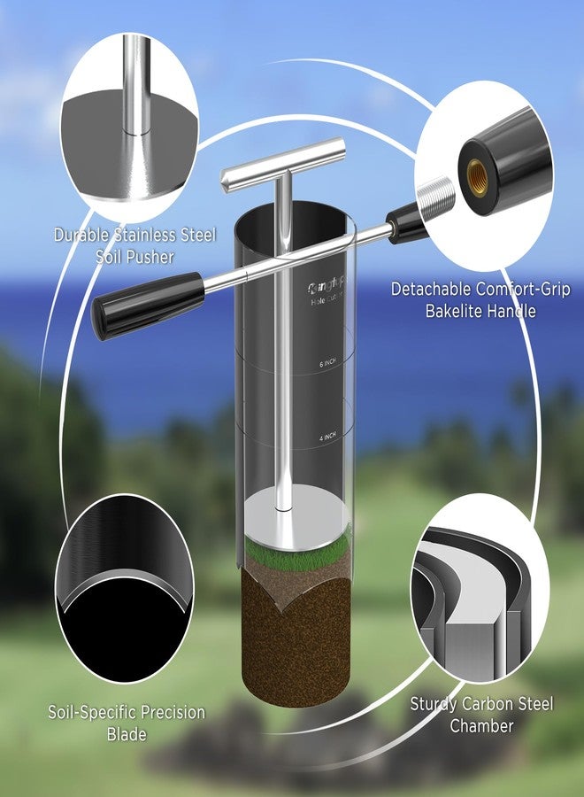 كينجتوب قاطع حفر جولف محمول من KINGTOP - مقبض قابل للفصل، حفار حفر قياسي من USGA مقاس 4 بوصات و6 بوصات - في الفناء الخلفي والحديقة ومساحة التدريب على وضع الجولف في الهواء الطلق - Image 2