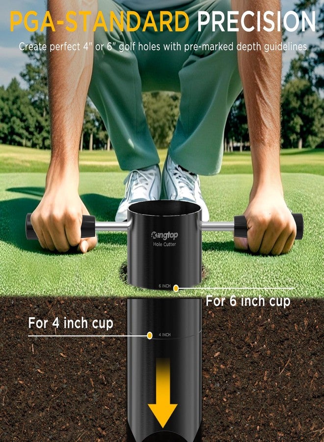 كينجتوب قاطع حفر جولف محمول من KINGTOP - مقبض قابل للفصل، حفار حفر قياسي من USGA مقاس 4 بوصات و6 بوصات - في الفناء الخلفي والحديقة ومساحة التدريب على وضع الجولف في الهواء الطلق - Image 4