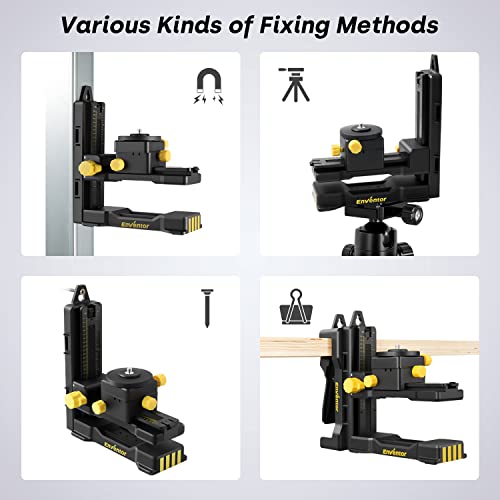 ENVENTOR Fine-tuning Bracket Laser Level Adapter, 1/4"-20 Male Threaded L-Shape Magnetic Pivoting Base with Adjustable Clip for Wall & Ceiling Mounted, 360° Adjustable Support, Height Adjustment - Image 4