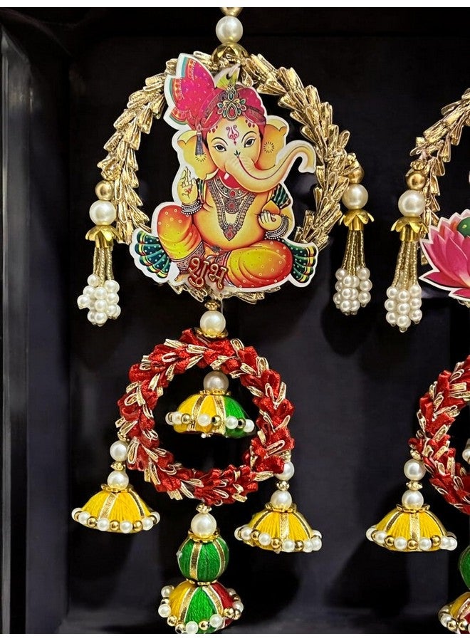 Kavya Fashion Plastic Hubh-Labh With Flower Border Door Hanging Sider For Home Decoration, Diwali Decoration (Laxmiji-Ganeshji Labh Shubh), Gold - Image 2