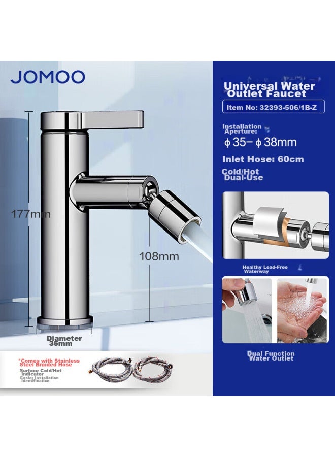 Jomoo Universal Water Outlet Healthy Basin Faucet, Bathroom Cold And Hot Water Tap, 32393-506/1b - Image 1