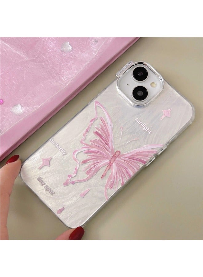 ShebSheb Designed for iPhone 15 Case Cute Trendy Soft Slim TPU Shockproof Protective Butterfly Phone Cases Cover for Women Girls Aesthetic Glitter, Shiny Silver - Image 1