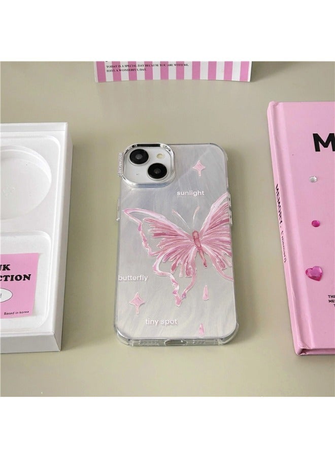 ShebSheb Designed for iPhone 15 Case Cute Trendy Soft Slim TPU Shockproof Protective Butterfly Phone Cases Cover for Women Girls Aesthetic Glitter, Shiny Silver - Image 3