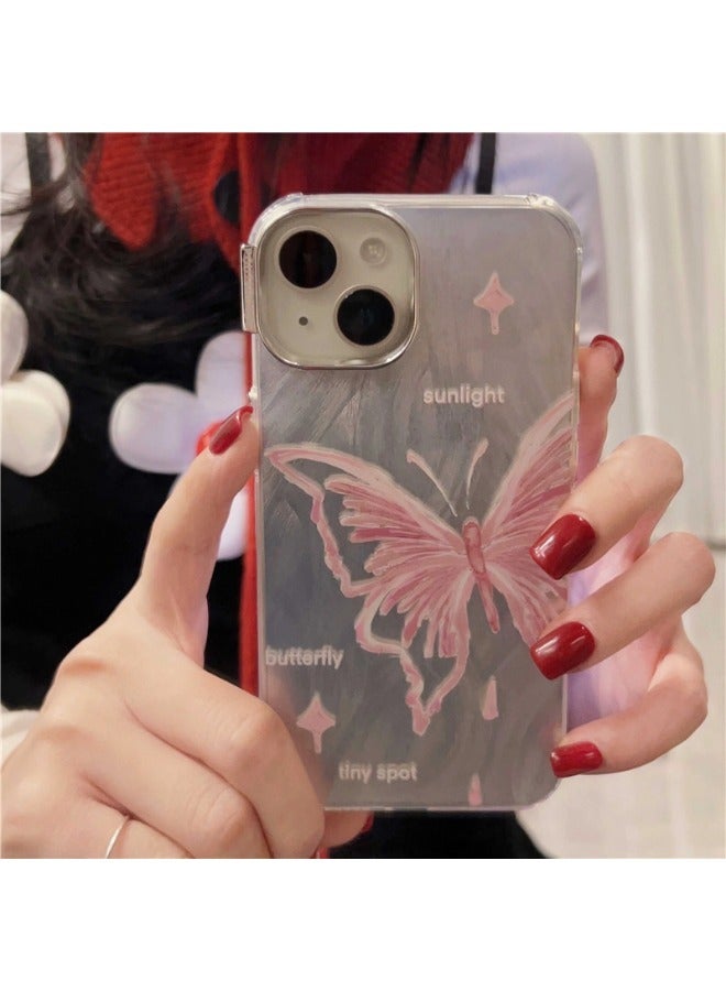 ShebSheb Designed for iPhone 15 Case Cute Trendy Soft Slim TPU Shockproof Protective Butterfly Phone Cases Cover for Women Girls Aesthetic Glitter, Shiny Silver - Image 5