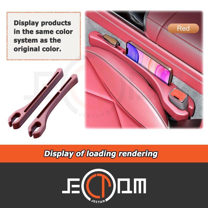 Jectam Car Seat Gap Filler, Leather Car Gap Filler Universal Fit for Most Cars and Trucks, Fill The Gap Between Seat and Consoles, Prevents Things from Falling Out, Pack of 2 PCS (Red) - Image 4
