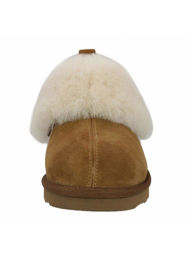 Pamir Women's Genuine Suede Shearling Ankle Moccasin Booties Slippers Boots Memory Foam Indoor Outdoor, Chestnut, 8 - Image 4