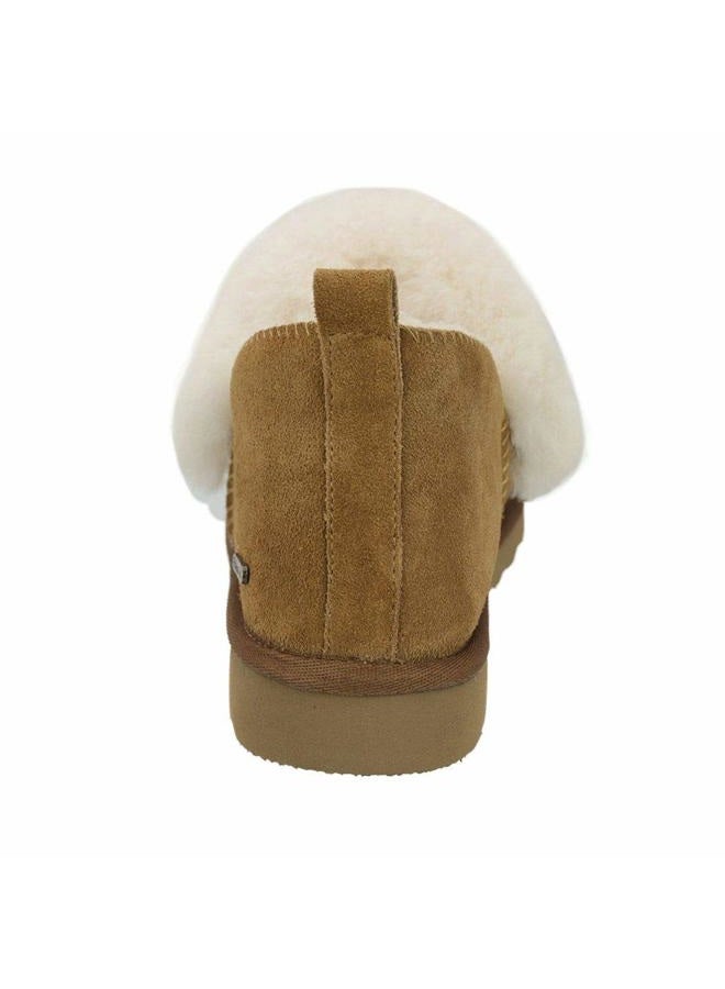 Pamir Women's Genuine Suede Shearling Ankle Moccasin Booties Slippers Boots Memory Foam Indoor Outdoor, Chestnut, 8 - Image 5