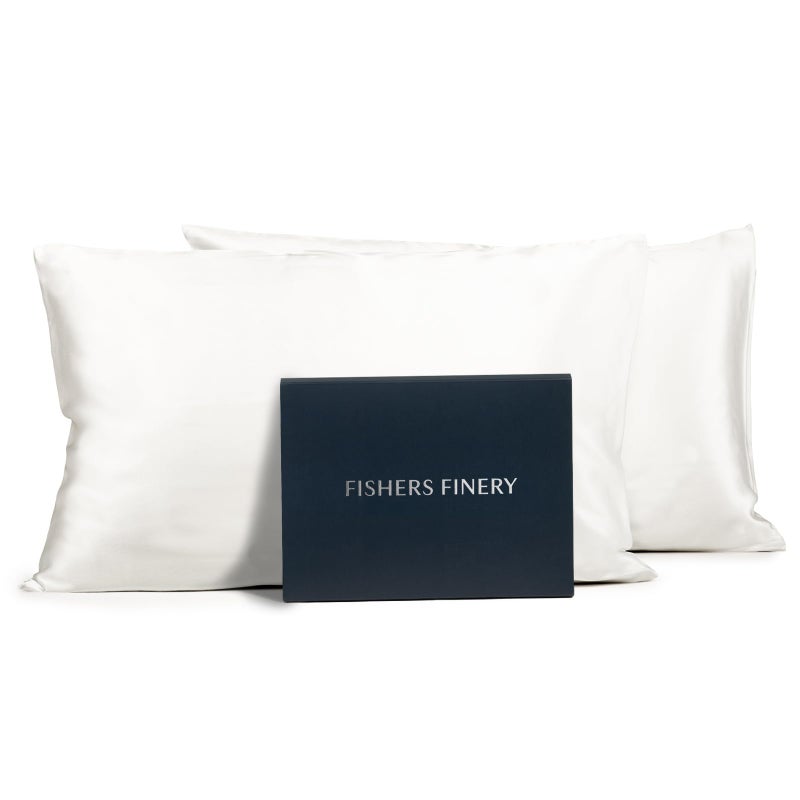 Fishers Finery 25mm 100 Pure Mulberry Silk Pillowcase Set Good Housekeeping Winner White King 2 Pack
