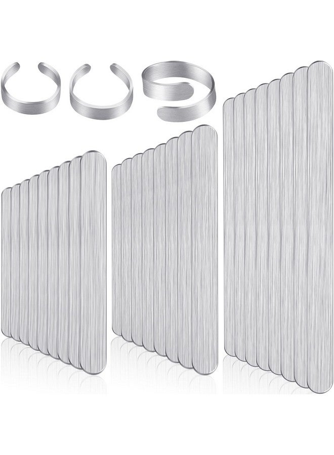 Shimeyao 36 Pack Aluminum Flat Ring Blanks Metal Stamping Blanks Ring Metal Strips Metal Stamping Supplies Jewelry Blanks For Diy Jewelry With Deburred Edge Ring Size 46 79 810 (Silver) - Image 1