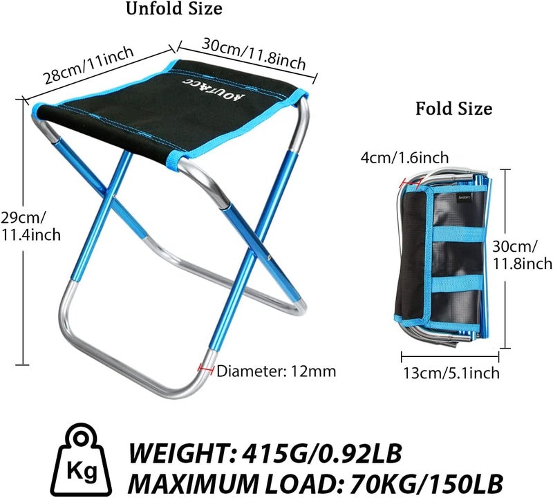 Aoutacc Ultralight Portable Folding Camping Stool for Outdoor Fishing Hiking Backpacking Travelling(XL:13"x14"x15";Large:11.8"x11"x11.4"; Medium:8.3"x9.5"x 11") - Image 3