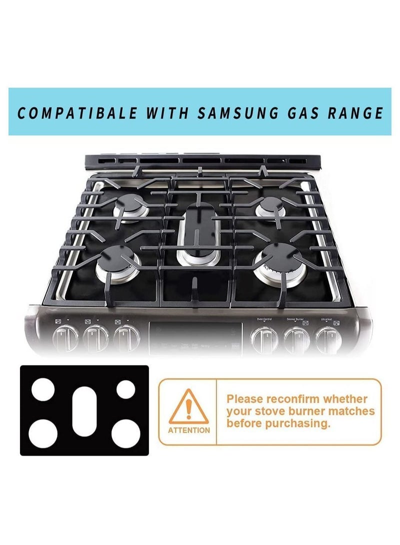 Y&D Stove Burner Covers for Samsung Gas Range, Non-Stick Reusable Liners, Easy to Clean, Washable Top Heat Resistant Pad, Double Thickness Stovetop Protector (0.4 mm Thick, Black) - Image 2