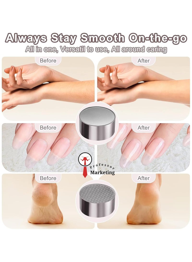 Professor Crystal Hair Remover for Women and Men, 2 in 1 Foot File Callus Remover for Feet Hair Removal, Painless Hair Exfoliation Tool for Arms Legs Back Works as Nail File and Buffer - by Professor - Silver  - Image 2