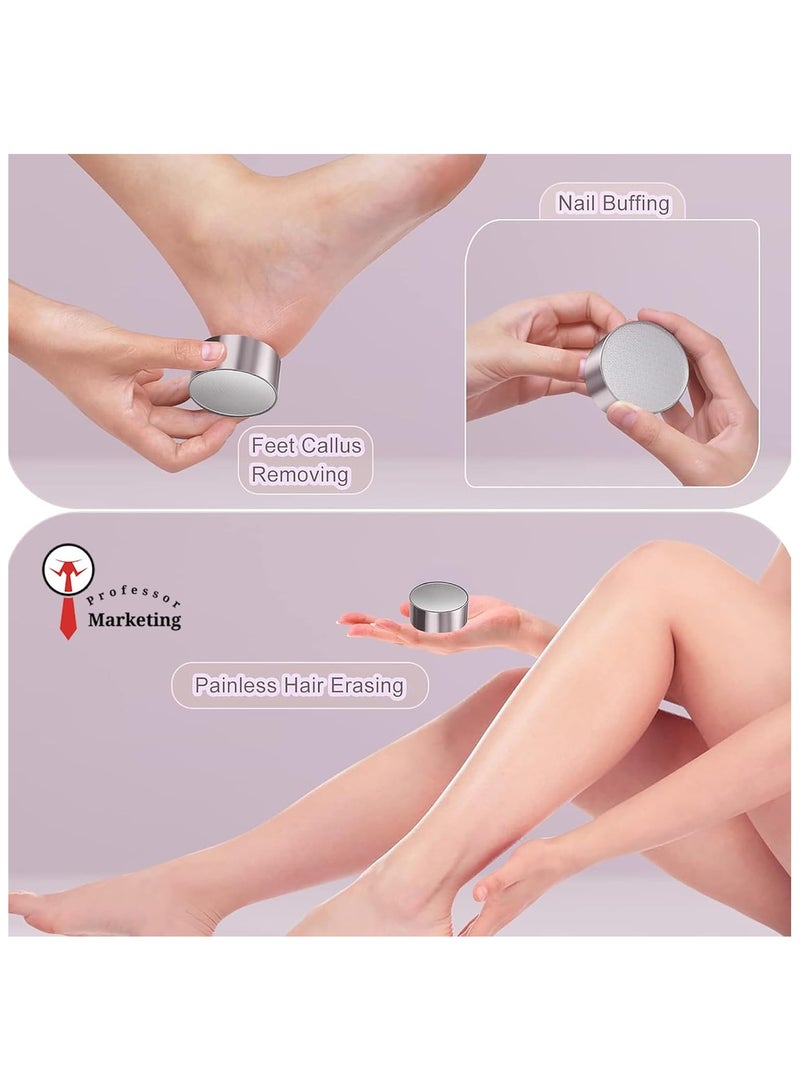 Professor Crystal Hair Remover for Women and Men, 2 in 1 Foot File Callus Remover for Feet Hair Removal, Painless Hair Exfoliation Tool for Arms Legs Back Works as Nail File and Buffer - by Professor - Silver  - Image 4