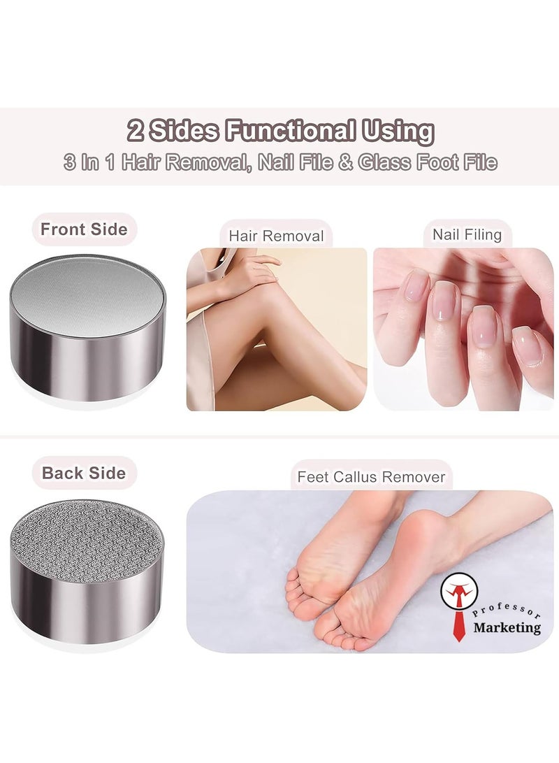 Professor Crystal Hair Remover for Women and Men, 2 in 1 Foot File Callus Remover for Feet Hair Removal, Painless Hair Exfoliation Tool for Arms Legs Back Works as Nail File and Buffer - by Professor - Silver  - Image 5