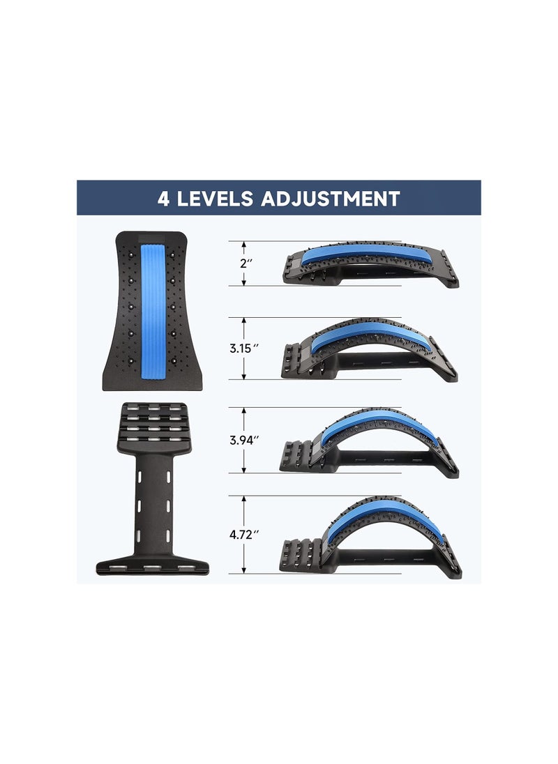 Back Stretcher Back Cracking Device, 4 Levels Back Cracker Board Chiro Board, Back Popper Back Stretcher for Lower and Upper Back Pain Relief, Adjustable Spine Board Lumbar Stretcher