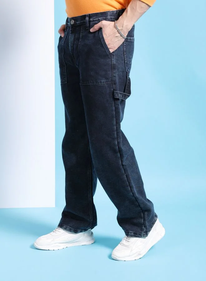 The Indian Garage Co Men Baggy Solid Mid-Rise Stretchable Jeans