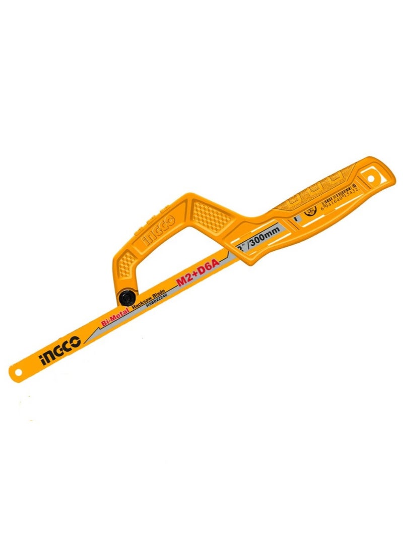 INGCO Mini Hand Hacksaw, Includes: 1 sheet of 65 mn, Fit For 300mm (12″) blade, Model : MHHF1504  - Image 1