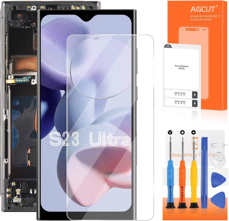 AGCUT OLED for Samsung Galaxy S23 Ultra Screen Replacement for Display Samsung S23 Ultra LCD S918B S918U LCD Digitizer Touch Assembly with Frame(Support Fingerprint,US Version) - Image 1