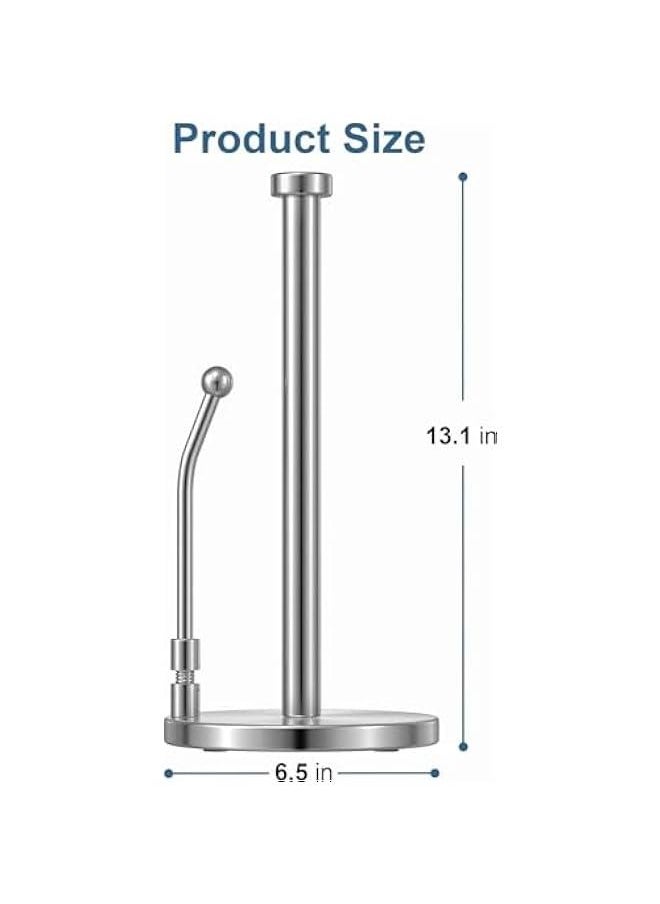 MIXDE Paper Towel Holder, Paper Towel Dispenser Standing Weighted Base Non-Slip, Spring Arm Fit Most Size Paper Roll, Stainless Steel Paper Towel for Home Kitchen Countertop Tabletop (Silver)  - Image 3