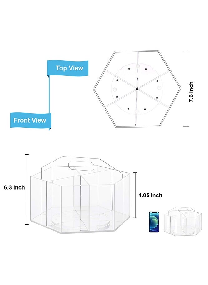 360-Degree Rotating Acrylic Pen Holder for Desk, Clear Pen Organizer with 6 Compartments, Hold 600+ Pencils, Desktop Stationery Organizer Caddy for Office School Home and Art Supplies