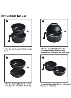 Y&D Microwave Ramen Cooker Bowl Set with Lid Chopsticks College Dorm Room Essentials for Girls, Boys, Rapid and Quick Handles Apartment (Black)  - Image 5