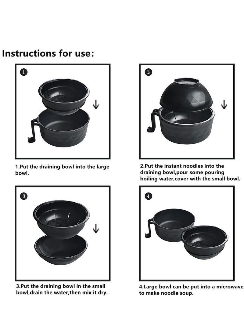 Y&D Microwave Ramen Cooker Bowl Set with Lid Chopsticks College Dorm Room Essentials for Girls, Boys, Rapid and Quick Handles Apartment (Black) - Image 5