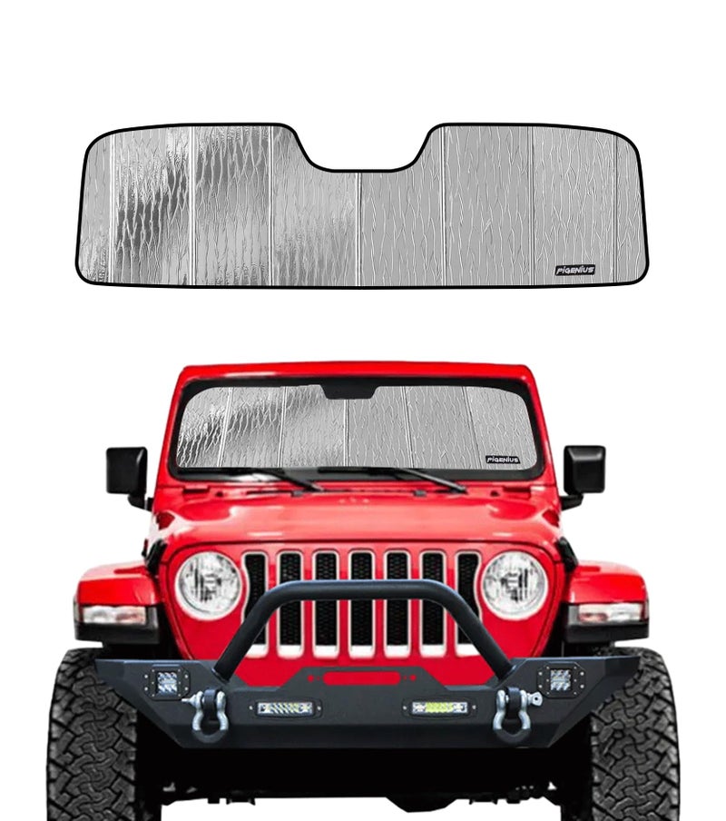 Pigenius Windshield Sun Shade for Jeep Wrangler JL 2018-2026, Gladiator 2020-2026 Front Window Sunshade - AstraGuard - Image 1