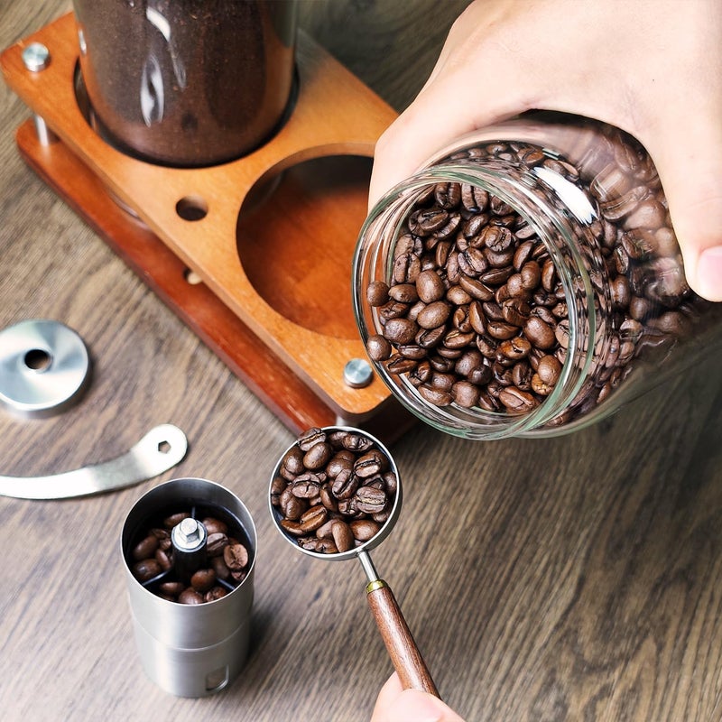 Venuekkuri Glass Coffee Grounds Container with Shelf, 2 Ã— 45 oz Glass Coffee Canisters with Airtight Thread Lid, Storage Jars with Stainless Steel Spoon for Coffee Bean, Sugar,Nut - Image 4