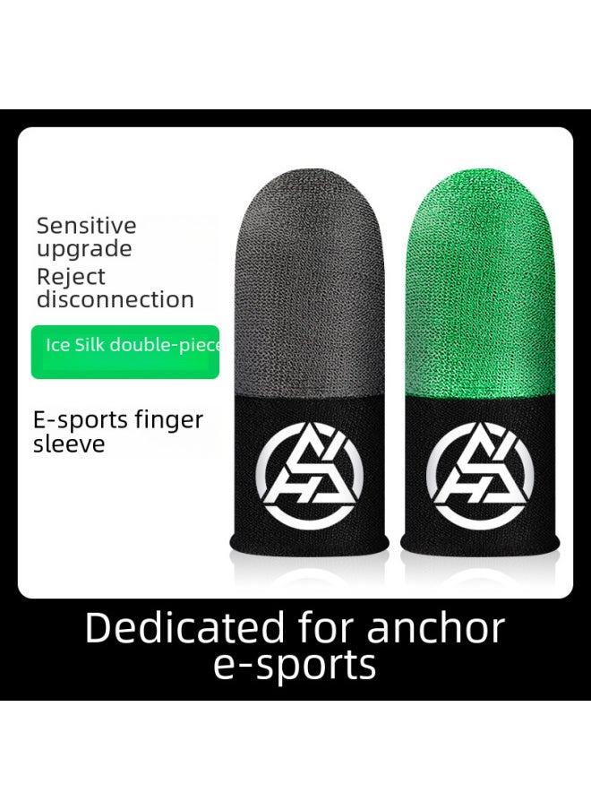 Generic Luminous Warrior Ice Silk Silver Double Game Finger Set Silver Fiber Conductive Mobile Game E-sports Game Finger Set-Product Color: Double Gray  - Image 2