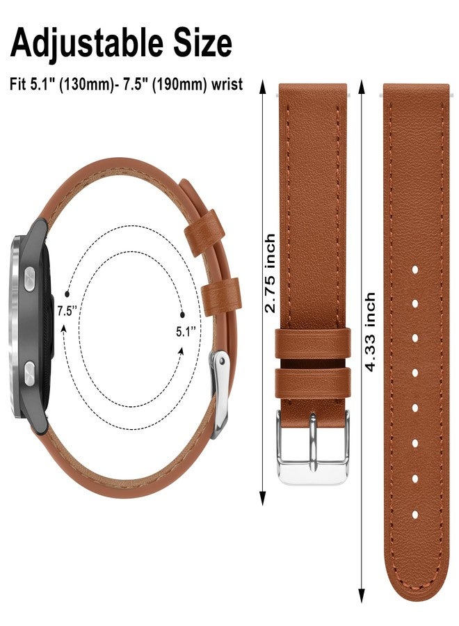 AK Leather Watch Band Compatible with Garmin Venu 3S / Vivoactive 4S / Venu 2S / Vivomove 3S, 18mm Replacement Wristband Strap for Garmin Forerunner 255s/265S Smart Watch (Brown) - Image 3