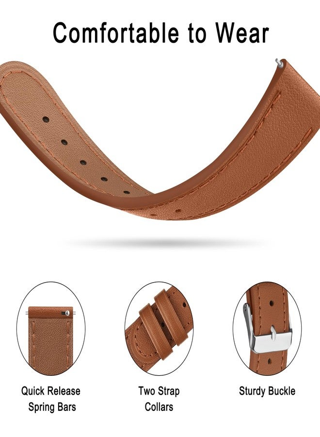 AK Leather Watch Band Compatible with Garmin Venu 3S / Vivoactive 4S / Venu 2S / Vivomove 3S, 18mm Replacement Wristband Strap for Garmin Forerunner 255s/265S Smart Watch (Brown) - Image 4