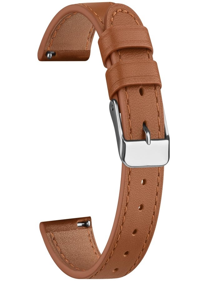 AK Leather Watch Band Compatible with Garmin Venu 3S / Vivoactive 4S / Venu 2S / Vivomove 3S, 18mm Replacement Wristband Strap for Garmin Forerunner 255s/265S Smart Watch (Brown) - Image 1