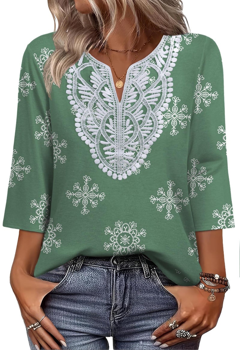 WIHOLL st Patricks Day Shirt Women Plus Size Fashion Clothing Spring Clothes Blouses for Women Dressy Casual Boho Tops Cruise Outfits 2026 Women's Tops Tunic Loose Fit Oversized Tshirts Bohemian 3XL - Image 2