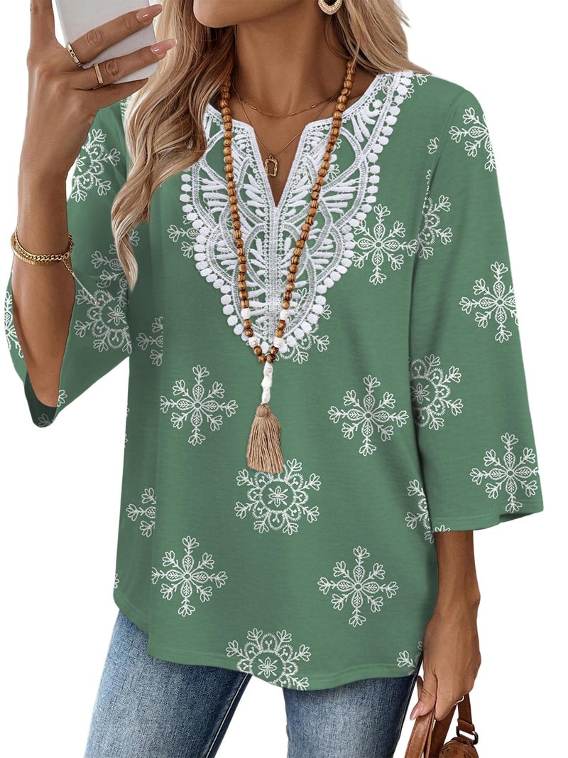 WIHOLL st Patricks Day Shirt Women Plus Size Fashion Clothing Spring Clothes Blouses for Women Dressy Casual Boho Tops Cruise Outfits 2026 Women's Tops Tunic Loose Fit Oversized Tshirts Bohemian 3XL - Image 1