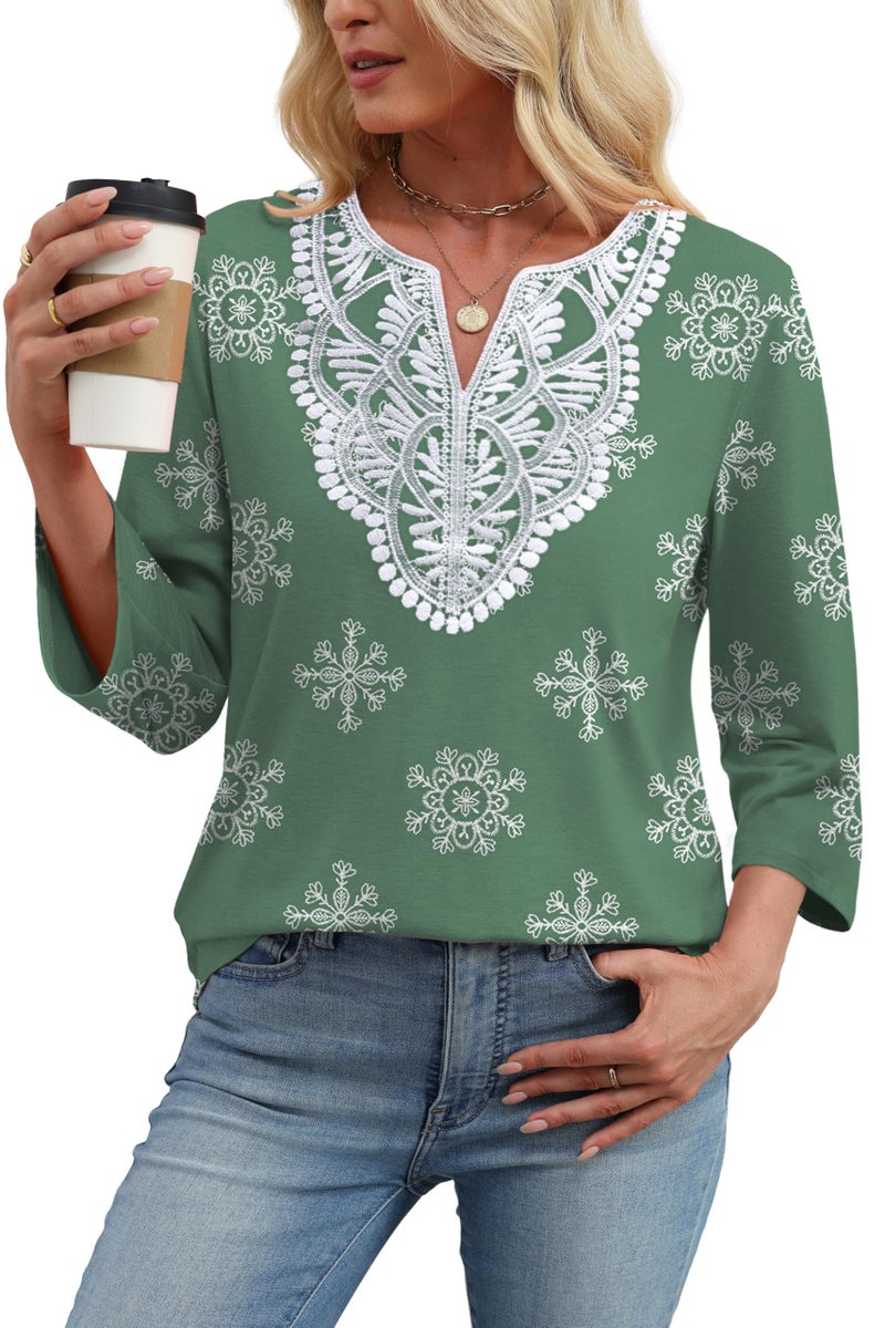 WIHOLL st Patricks Day Shirt Women Plus Size Fashion Clothing Spring Clothes Blouses for Women Dressy Casual Boho Tops Cruise Outfits 2026 Women's Tops Tunic Loose Fit Oversized Tshirts Bohemian 3XL - Image 3