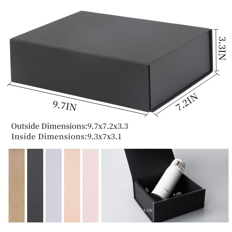 Rsgift Empty gift box Small Black 9.7x7.2x3.3 Inch Gift Boxes with Lid Groomsmen Graduation decorative boxes with lids Halloween,Christmas,Valentine's Day,gifts for women - Image 2