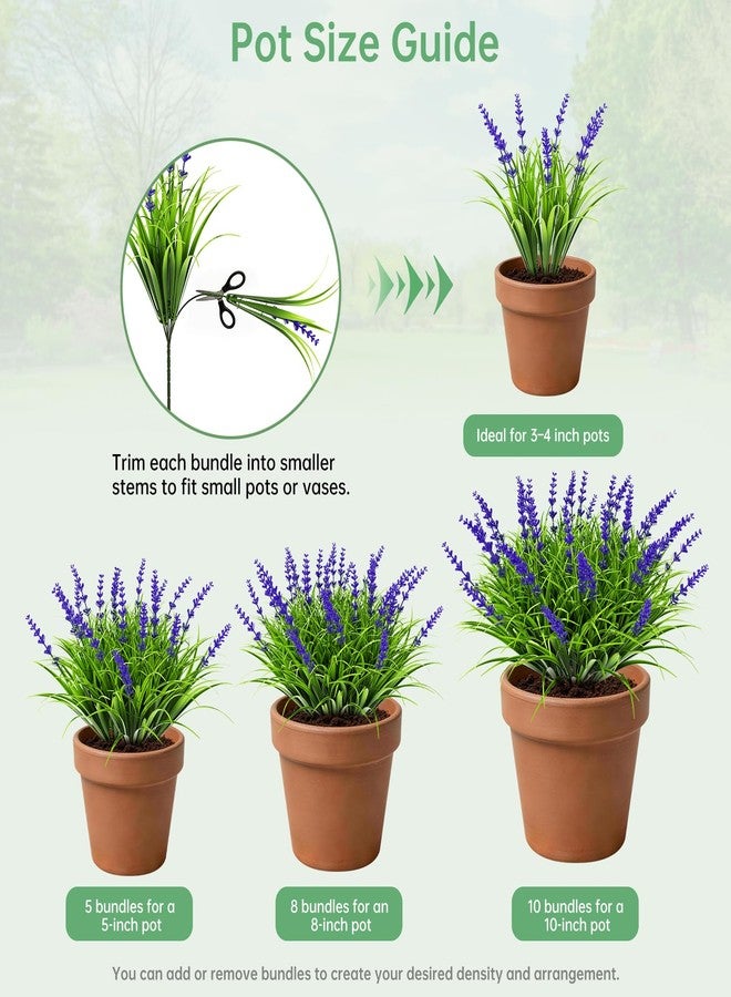 Gipsot 15 Bundles UV Resistant No-Fade Outdoor Artificial Plants & Flowers, Adjustable Height Fake Lavender Flowers Indoor & Outdoor Decor for Garden Patio Pathway Hanging Planter Front Porch - Image 5