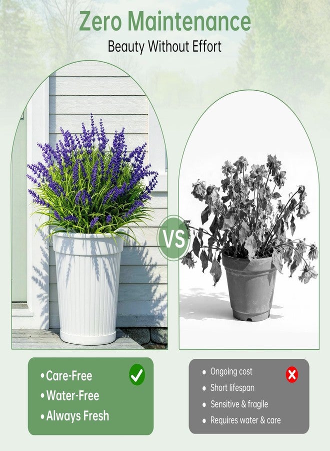 Gipsot 15 Bundles UV Resistant No-Fade Outdoor Artificial Plants & Flowers, Adjustable Height Fake Lavender Flowers Indoor & Outdoor Decor for Garden Patio Pathway Hanging Planter Front Porch - Image 4