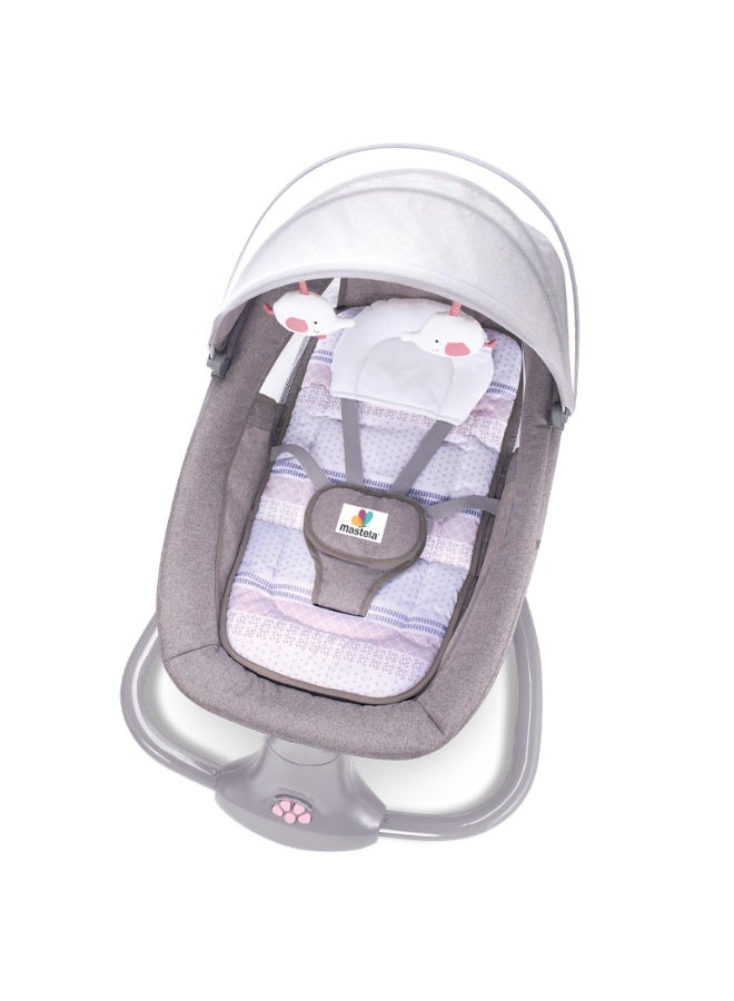 ماستيلا كرسي أطفال هزاز مع جهاز تحكم عن بعد من ماستيلا - 5 سرعات قابلة للتعديل، حتى 36 شهرً - Image 1