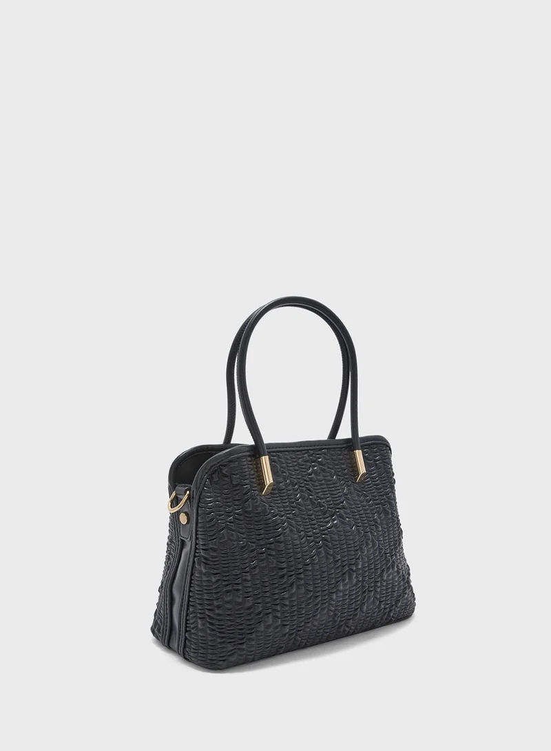 ايلا 2 In 1Quited Textured Satchel Bag With Coin Pouch
