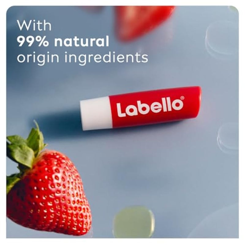NIVEA LABELLO Lip Balm Strawberry Shine, (4.8g) 24H Moisture, with Shea Butter and Natural Oils Enriched with Vitamins, with Natural Ingredients, Mineral Oil Free, Vegan - Image 3