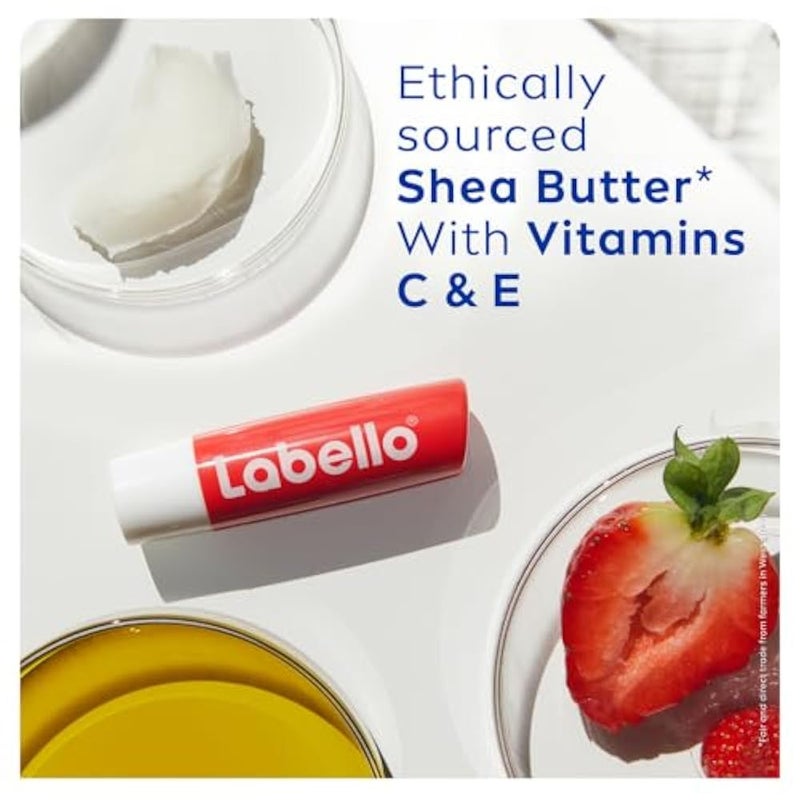 NIVEA LABELLO Lip Balm Strawberry Shine, (4.8g) 24H Moisture, with Shea Butter and Natural Oils Enriched with Vitamins, with Natural Ingredients, Mineral Oil Free, Vegan - Image 4