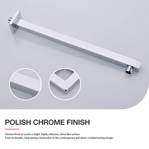 TRUSTMI Shower Arm with Flange 16 Inch Stainless Steel Overhead Shower Extension Arm Bathroom Wall Mounted Pipe for Rainfall Showerhead, Chrome - Image 4