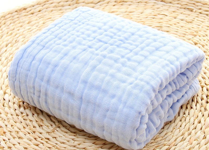 KASSY POP CURATED JUST FOR YOU Kassy Pop Muslin Cotton Bath Towel Cum Baby Swaddler | Extra Soft Towels for Newborn 0 to 3 Years l 100% Organic Cotton wash Towel | 105 X 105 cm (Blue) - Image 2